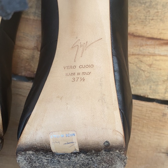 EUC Giuseppe Zanotti Vero Cuoio Black Leather Shoes Stiletto Heels - Picture 7 of 16